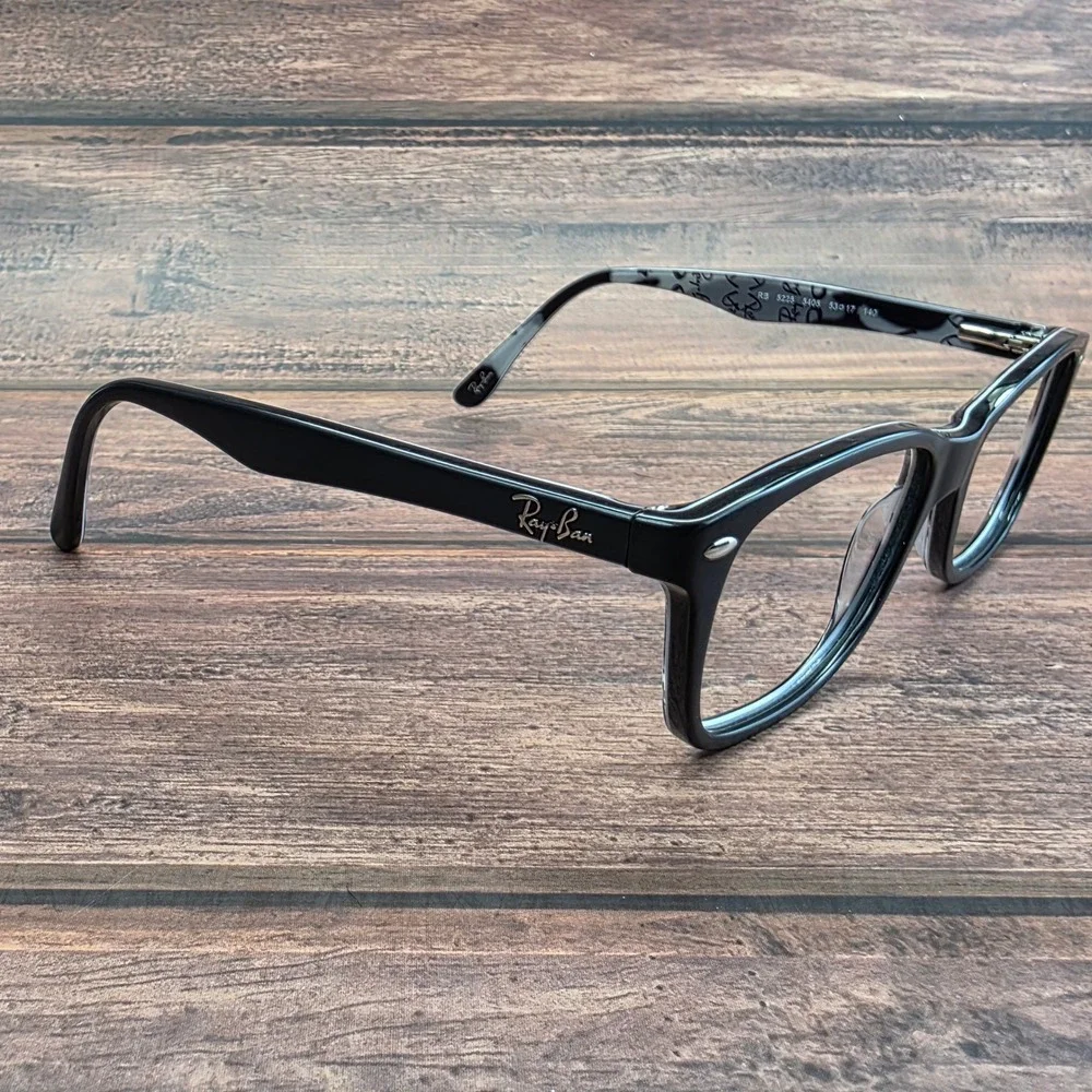 Ray-Ban RB 5228 5405 Black Logo Print Eyeglass Frames 53-17-140 Mens Womens